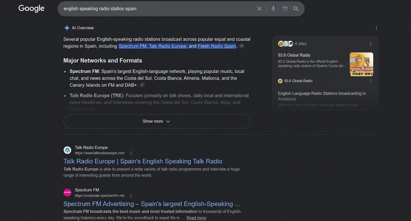 Spectrum FM ranked #1 in Generative Engine Optimization results
